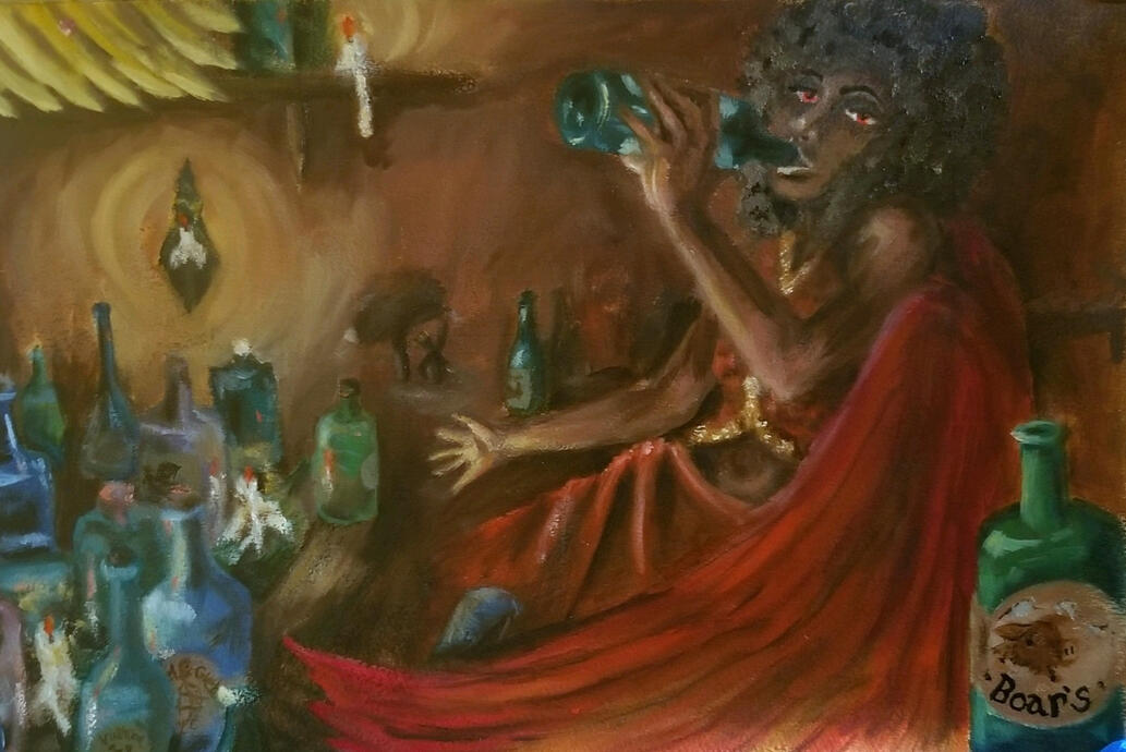 "Gluttony" 2023 oils on Bristol.