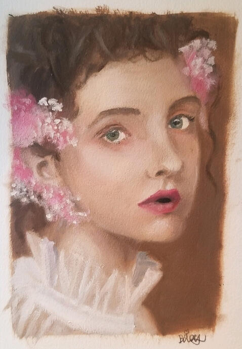 "First Portrait" 2022 oils on loose canvas