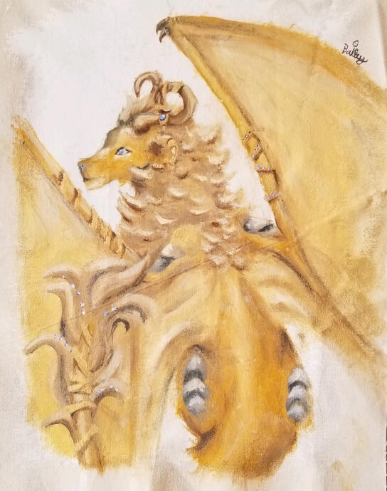 "Lion Dragon" 2023 oils on loose canvas